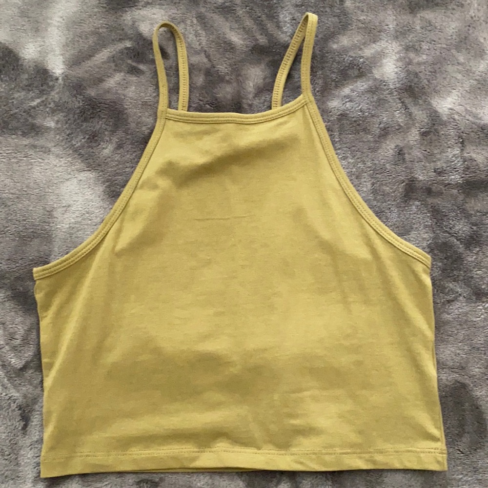 green halter crop top